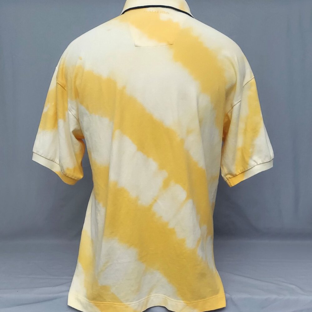 Vintage Nautica Polo Shirt Size Large Short Sleeve Tie Dye Yellow & White - Picture 2 of 8